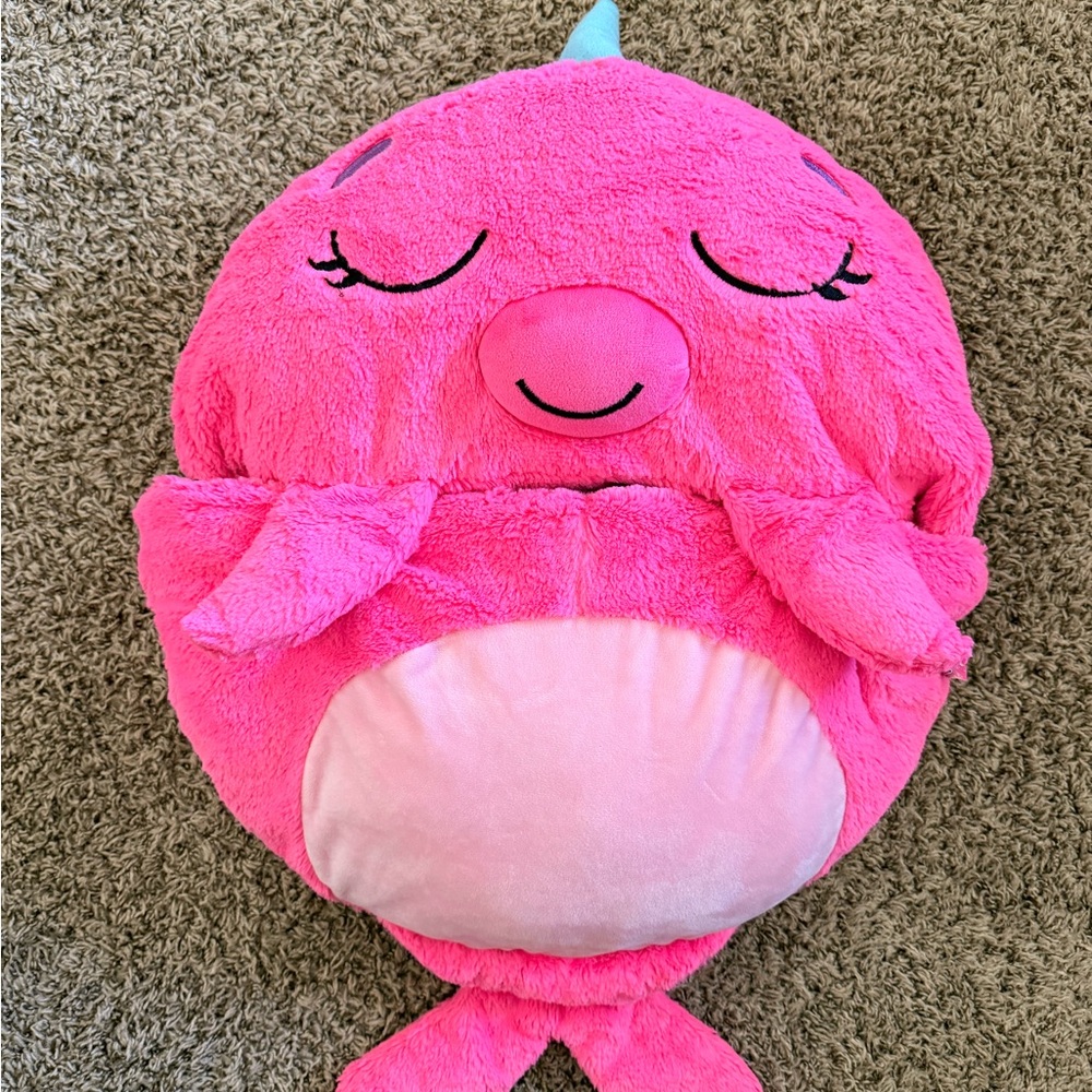 Used Happy Nappers: Pillow & Sleepy Sack: Lg - Neil The Pink Narwhal